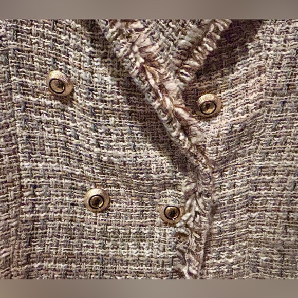 Zara Double Breasted Textured Blazer - Tan, Gray and Cream Size M EUC - Picture 5 of 7